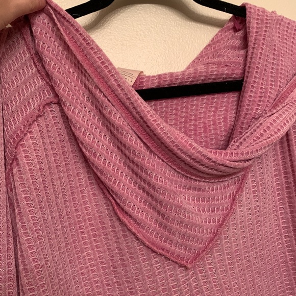 Free people mock neck mauve thermal pullover top - Picture 4 of 5